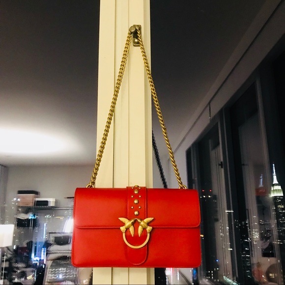 Pinko Handbags - PINKO Love bag - red genuine leather w gold chain